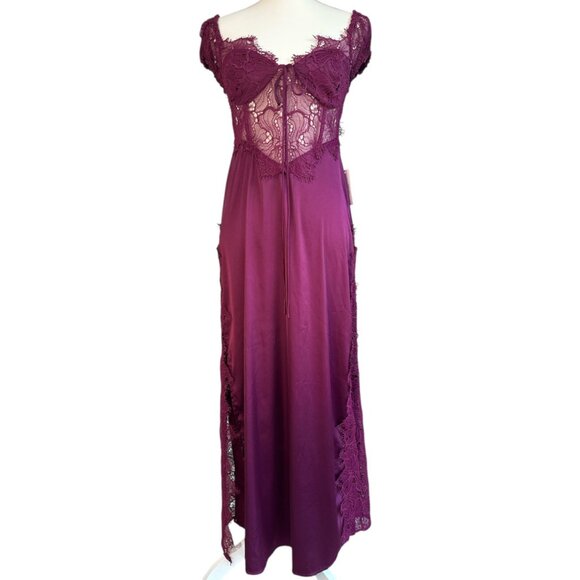 For Love & Lemons Casey Maxi Dress in Purple Small New Womens Satin Gown - Picture 5 of 16